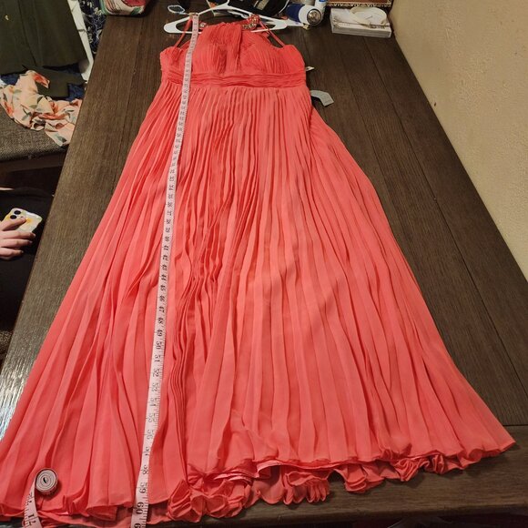 Eliza J Crystal Detail Pleated Gown NWT Pink Size 16 - Picture 2 of 14